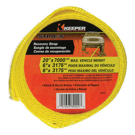 KEEPER RECOVERY STRAP YLW2""X20' 89922